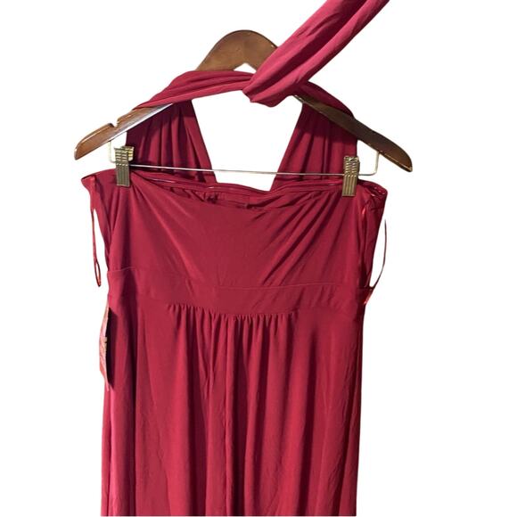 Truth & fable NWT Deep Red Maxi Dress Multi-way halter large made in turkey - Picture 8 of 11